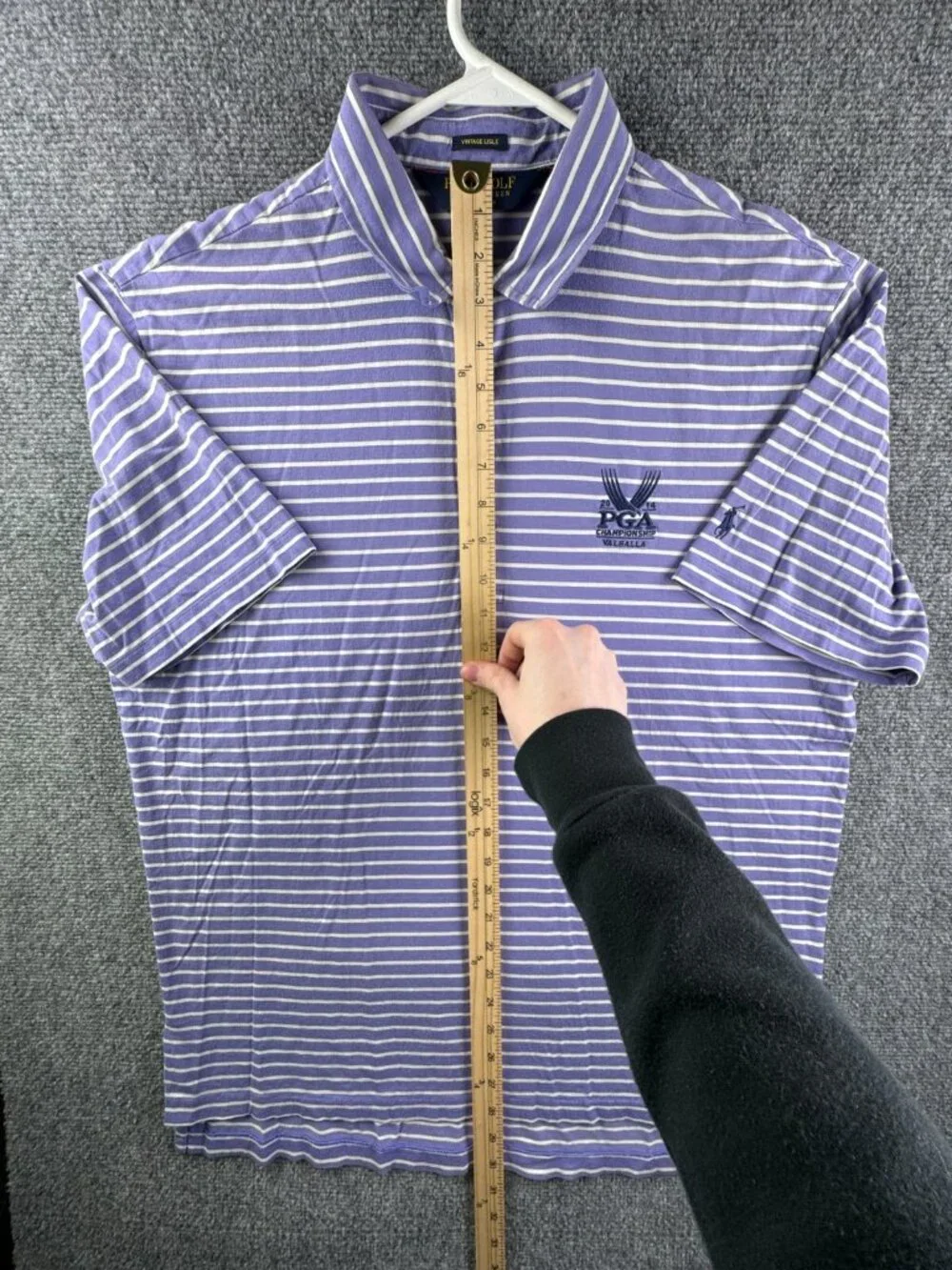 Polo Golf Ralph Lauren Vintage Lisle Purple Striped Valhalla Golf Club Large KY